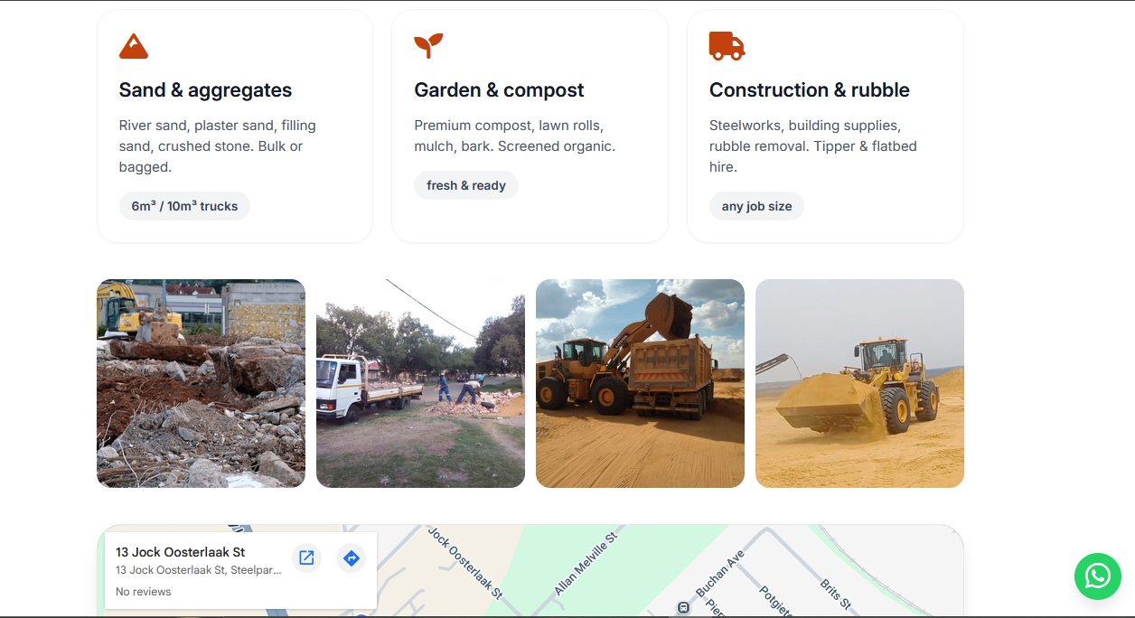 Construction company website services section preview - AHZ construction